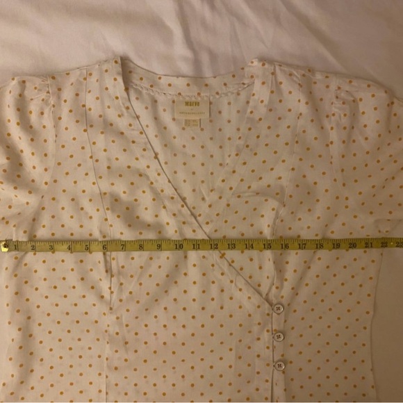 Anthro Maeve Yellow Polka Dot Louise Wrap Tie Sleeve, EUC - Picture 13 of 16